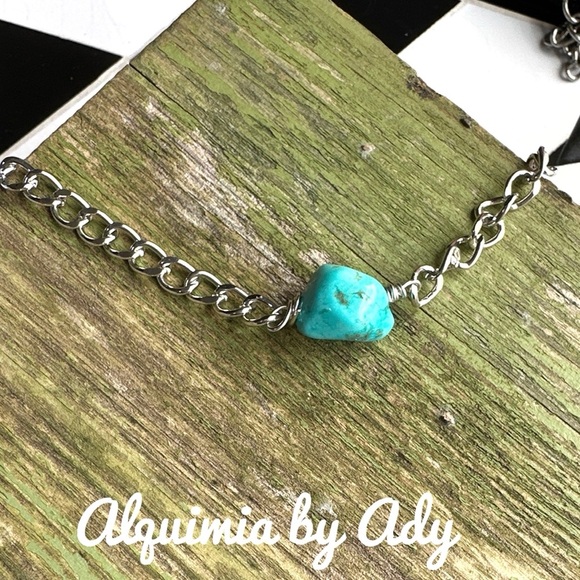 Alquimia Jewelry - Huge Turquoise pendant  silver necklace/maximalist chunky